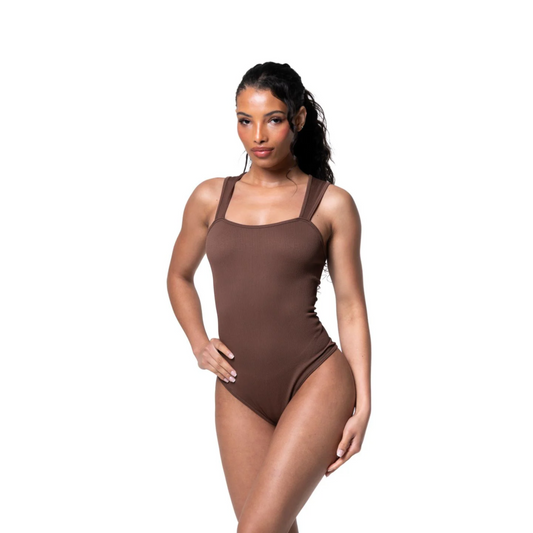 GERIBBELDE SQUARE NECK SHAPEWEAR BODYSUIT